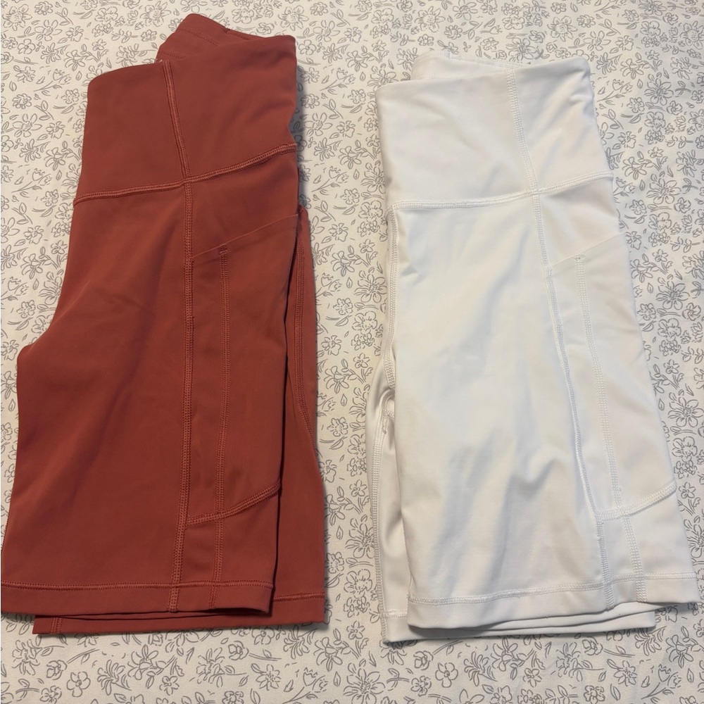 Athleta Rust and White Bike Shorts
